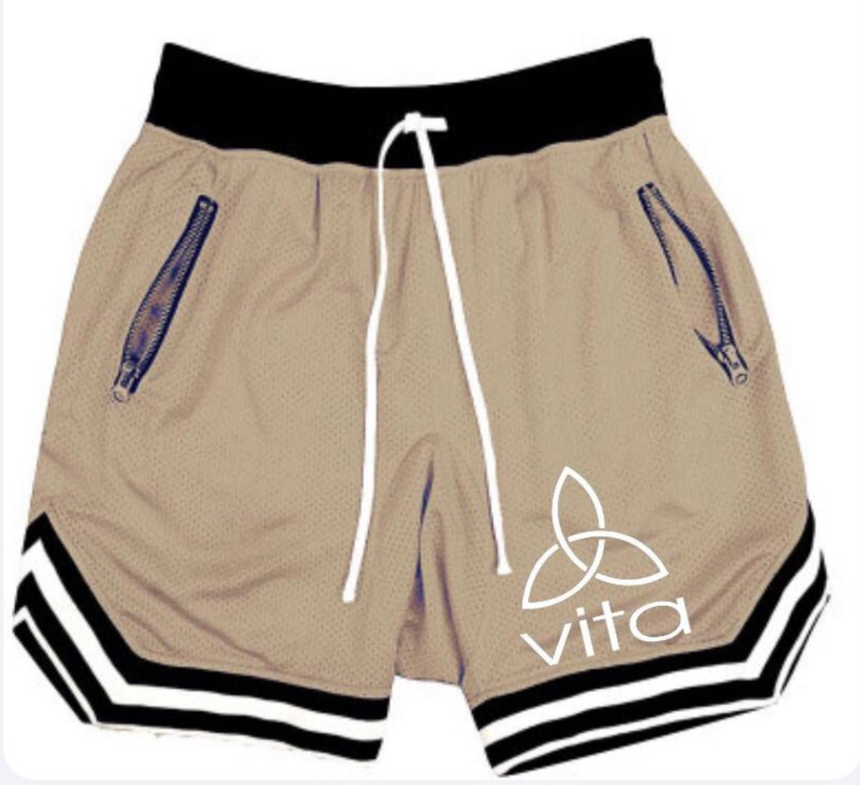 Men's Athletic Shorts Quick Dry Workout Running or Gym Training Short with Zipper Pockets