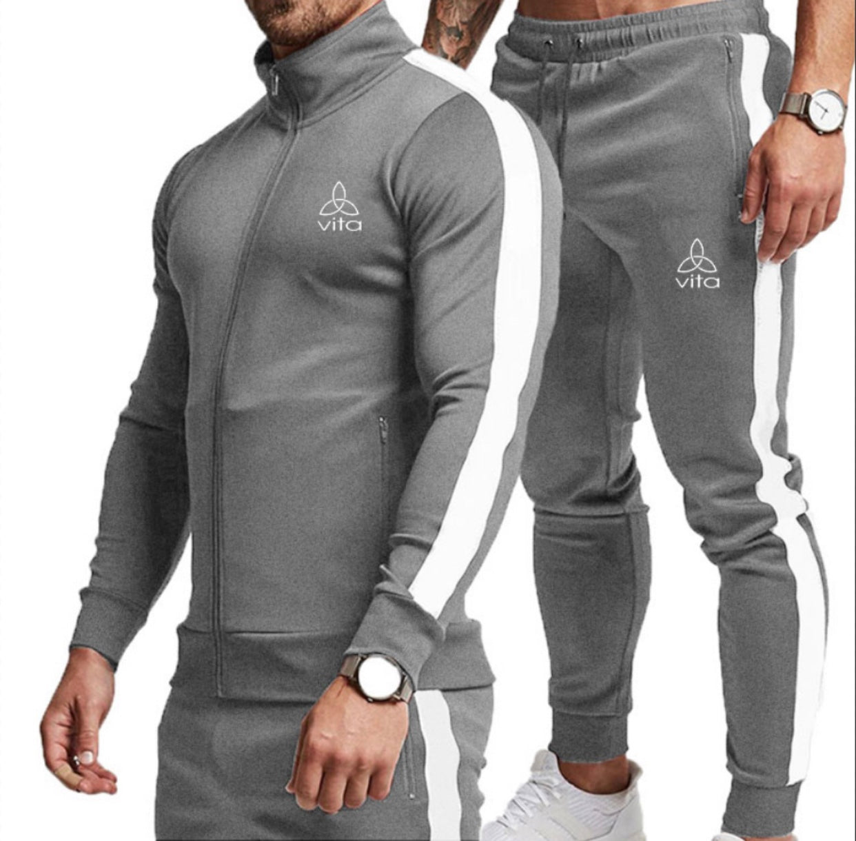 Vita Men's Tracksuit 2 Piece Full Zip Athletic Sweatsuits Casual Running Jogging Sport Suit Sets
