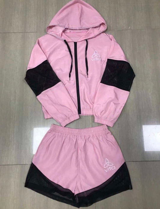 Women's Long Sleeve hoodie and Shorts Pullover Gym wear set
